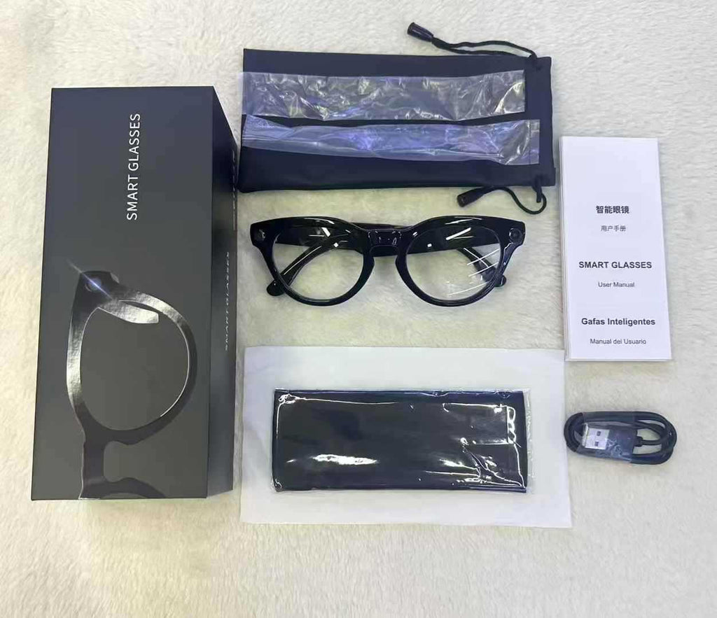 V03-T6Smart Glasses800100 Megapixel Camera with Image Stabilization1200P Video Recording Audio Recording AI Translation Recognition