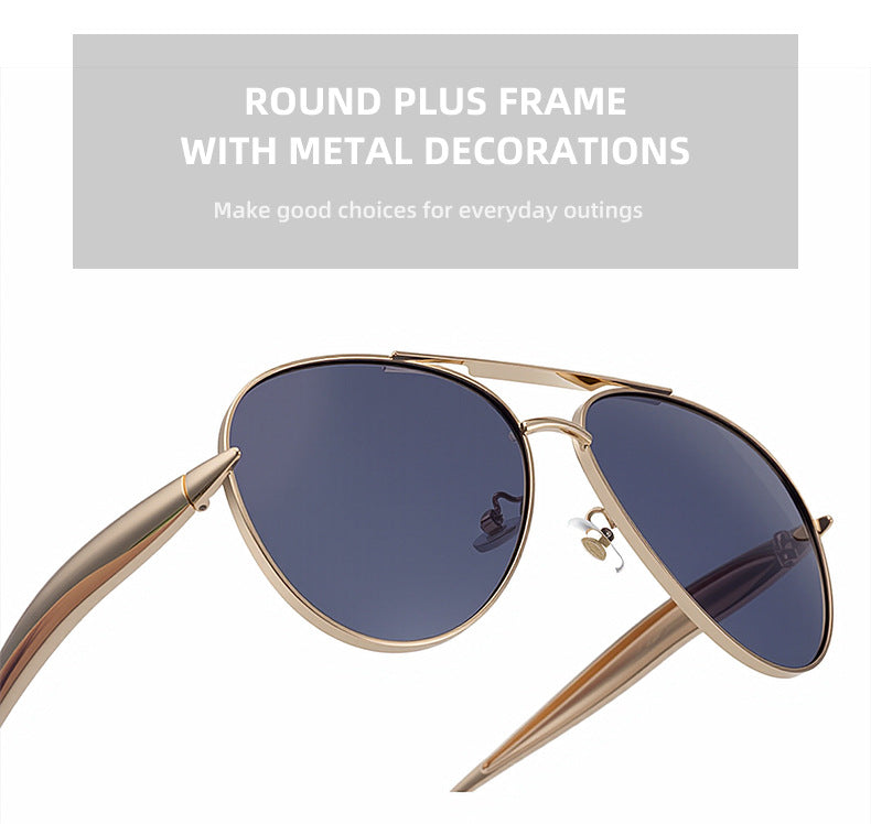 Toad-shaped Metal Sunglasses2025New Retro Plain Sunglasses High-End Feel Women Street Style Trendy Sunglasses