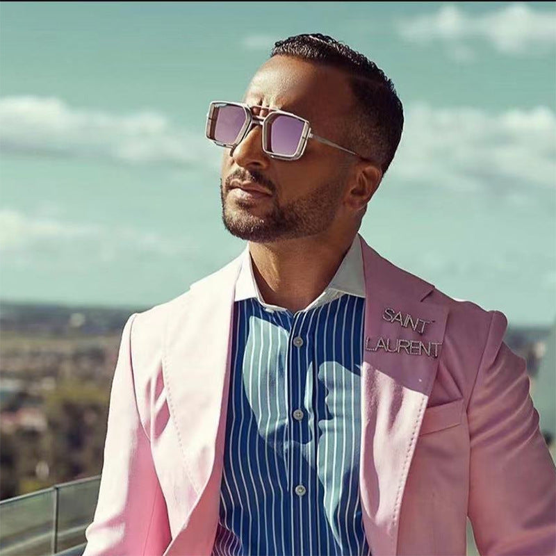 Vintage Steampunk Sunglasses for Men Metal Hollow Square Frame Sunglasses Men's Trendy Glasses sunglasses