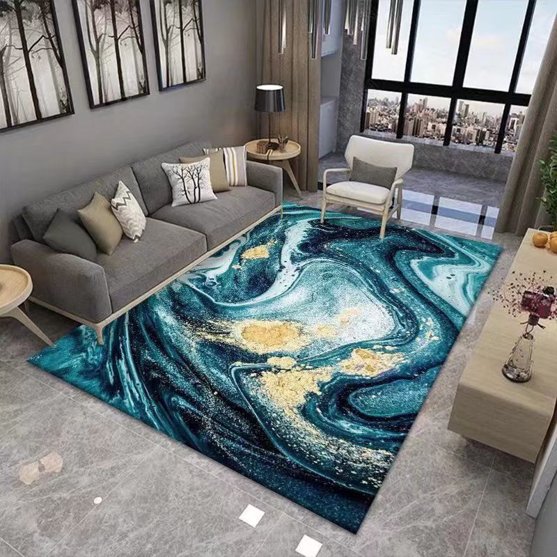 Living Room Carpet Nordic Light Luxury High-End Coffee Table Sofa Cushion Ink Art Style Home Bedroom Bedside Crystal Velvet Carpet