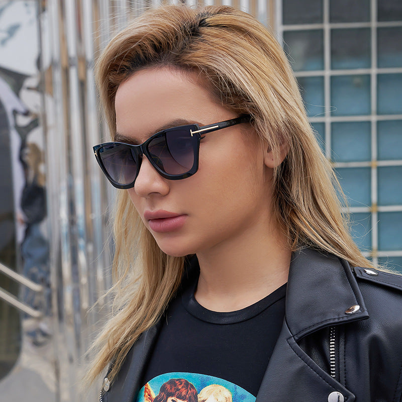 Vintage T Cat Eye Sunglasses for Women Fashionable High-End Sunglasses Trendy ins Street Style Full Frame Sun Protection Glasses shades