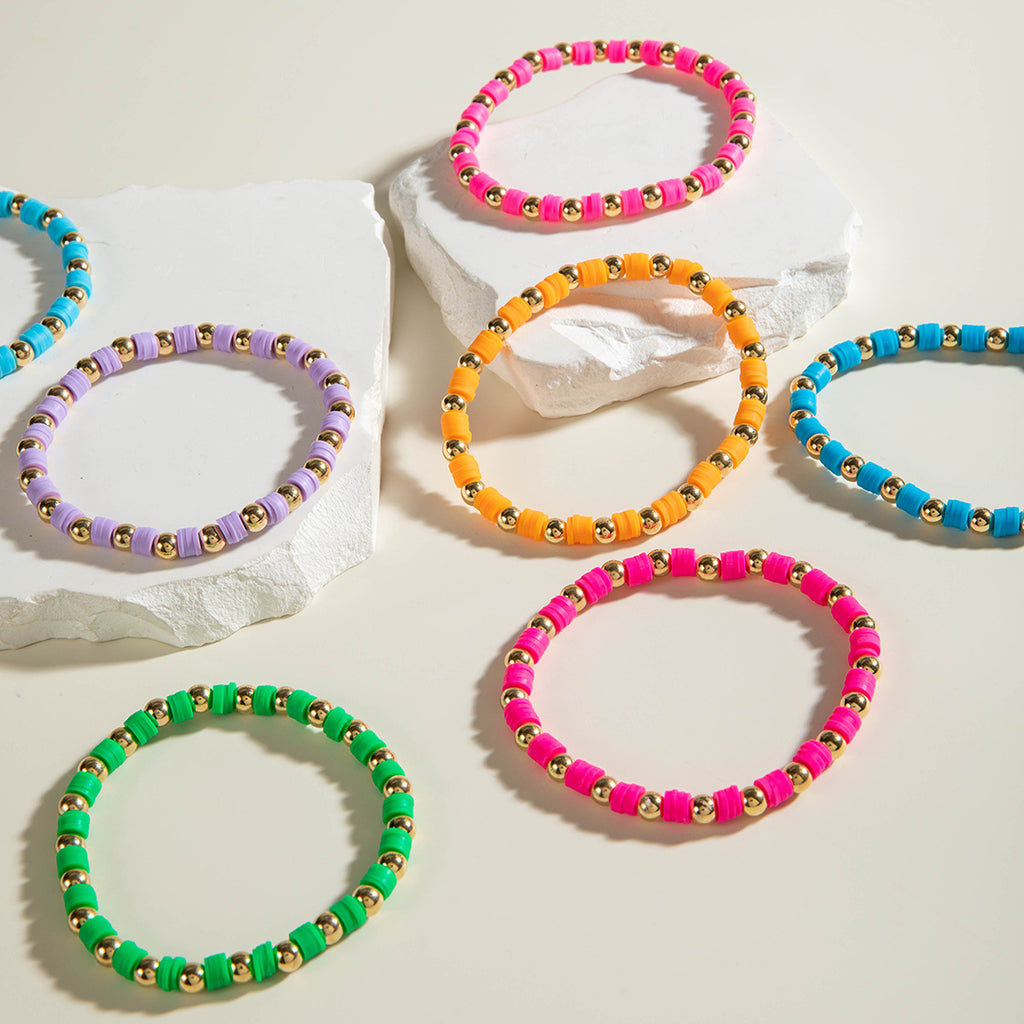 European and American Jewelry Bohemian Simple Colorful Beaded Bracelet  Fashion Dopamine Multi-layer Elastic Bracelet Wholesale