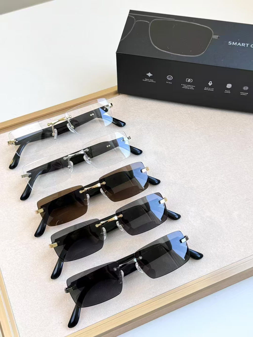 New Product ai Smart Bluetooth Glasses Listening to Music and Calling Sunglasses48h In-stock Wearable Translation Office Device