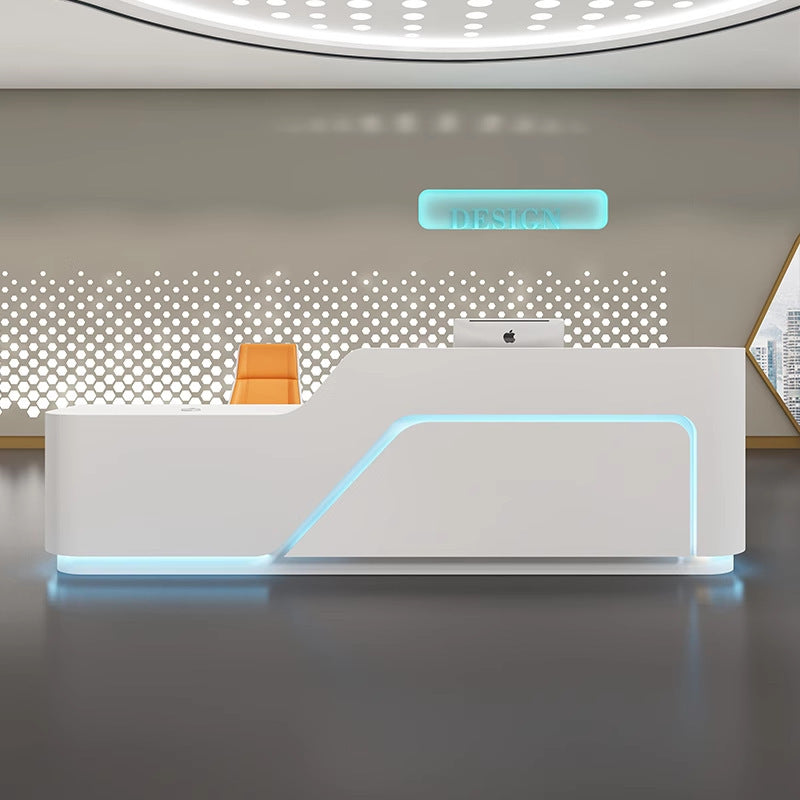Company Front Desk Reception Desk In Stock Simple Modern White Lacquer Office Desk Bar Counter Beauty Salon Counter Cashier Desk