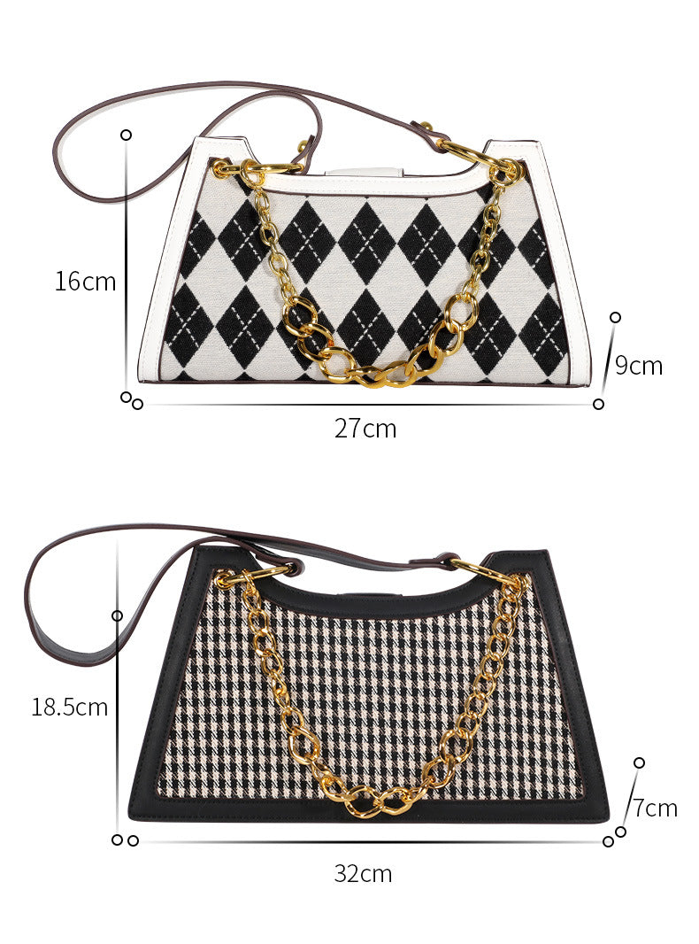 Women's Fashion Trendy New Color-Block Plaid Bag Personality Stylish Crossbody Bag Simple Shoulder Bag