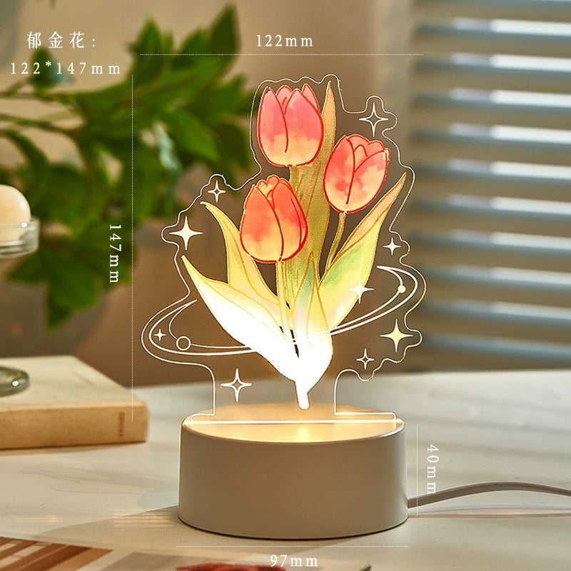 Tulip Night Light Flower Creative Gift Table Lamp Birthday Gift for Best Friend High-end Gift Customizable LOGO