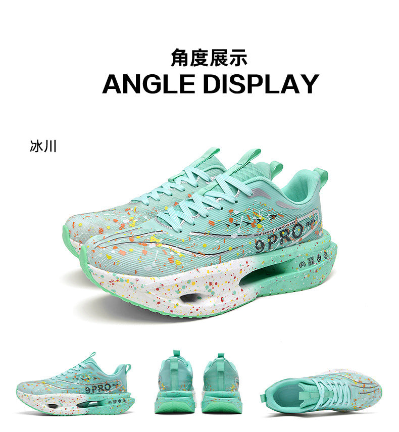 2025Autumn New Red Rabbit9Fluorescent Parent-Child Comfortable Sports Shoes High Elasticity Really Soft Sole Carbon Plate Wear-Resistant Running