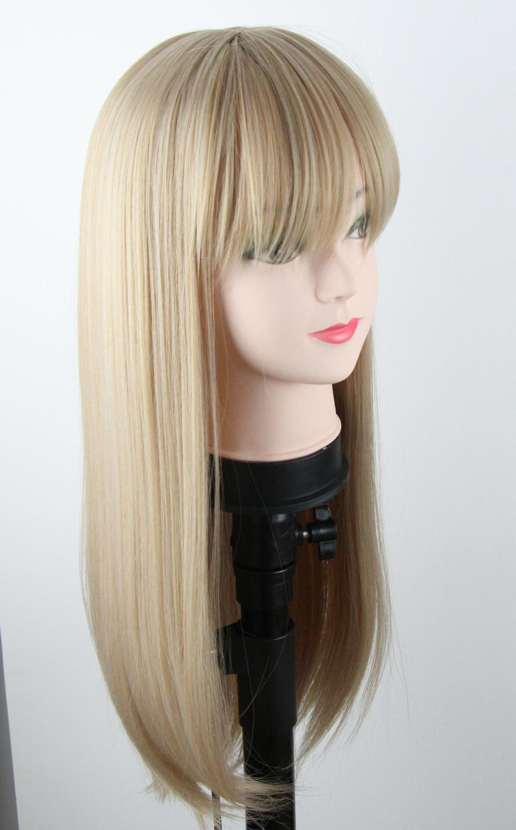 High-Temperature Fiber Wig for Women, Realistic Long Hair, Middle Part, Long Straight, Natural and Lifelike, Two-Tone Full Head Wig wigs