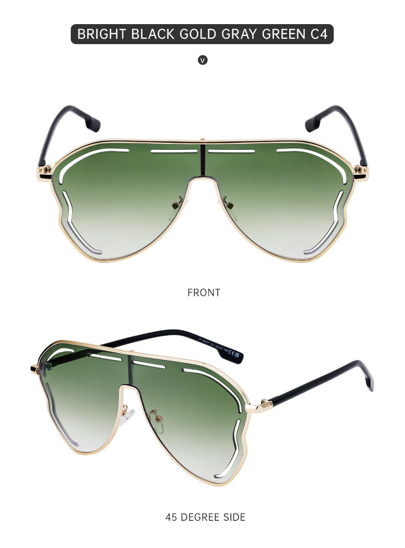 European and American Fashion Large Frame Sunglasses for Women, High-End Unique One-Piece Sunglasses, Trendy Wholesale sunglasses