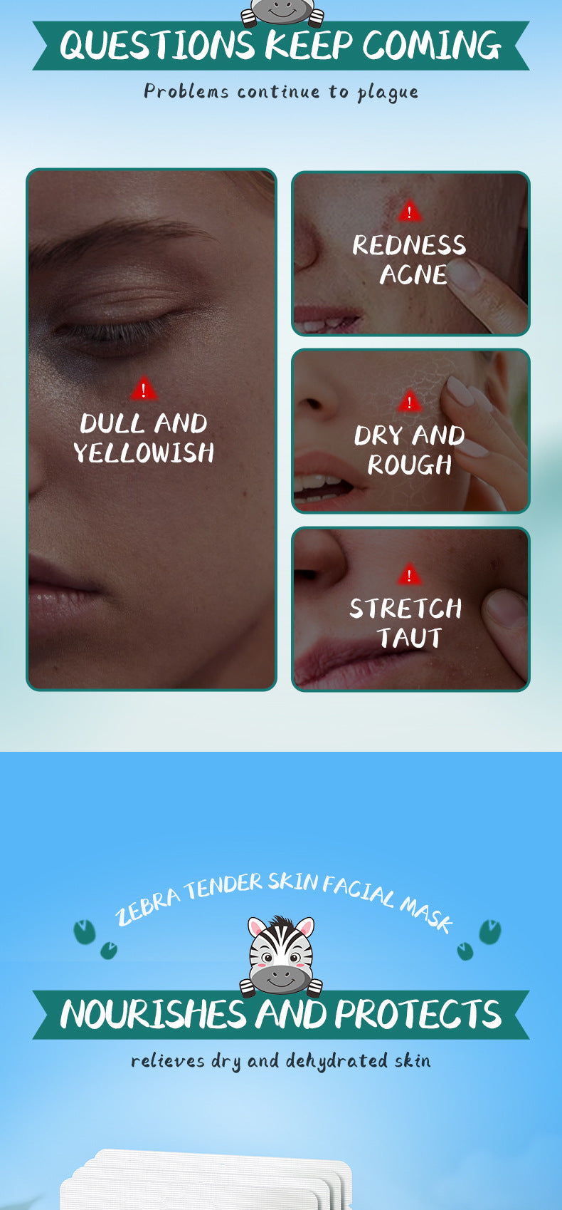 Full English Animal Zebra Pattern Skin Rejuvenation Mask SADOER Moisturizing and Hydrating Face Mask  Wholesale