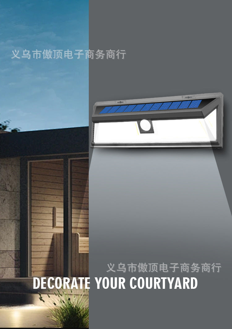New Solar Wall Light Outdoor Human Body Sensor Light COB Courtyard Home Lighting Street Lamp Waterproof LED Garage Light