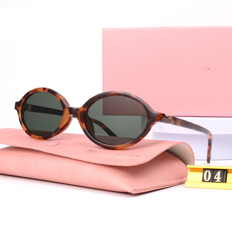 Jang Won-young Same Style Glasses Nerd Myopia Oval Small Frame Retro Sunglasses Leopard Print Korean Style No Makeup Retro