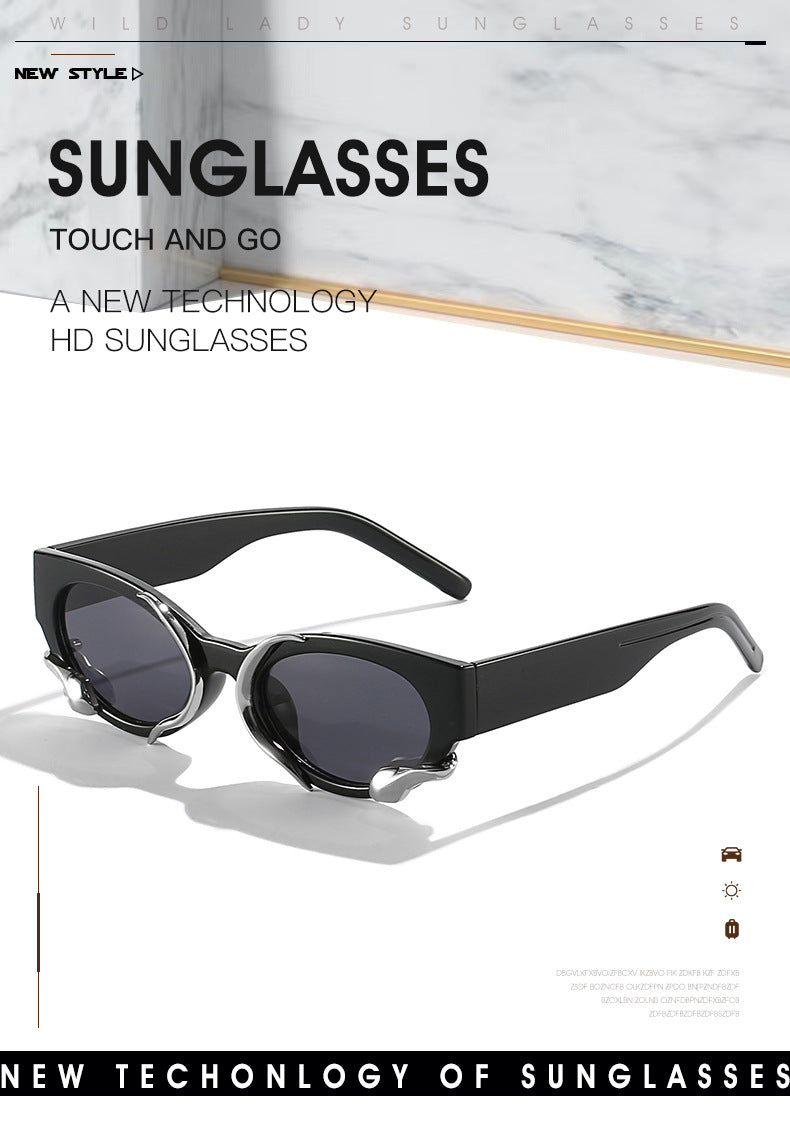 gm Same Style Women's Sunglasses Snake Small Frame Sunglasses High-End Steampunk Cat Eye Glasses shades