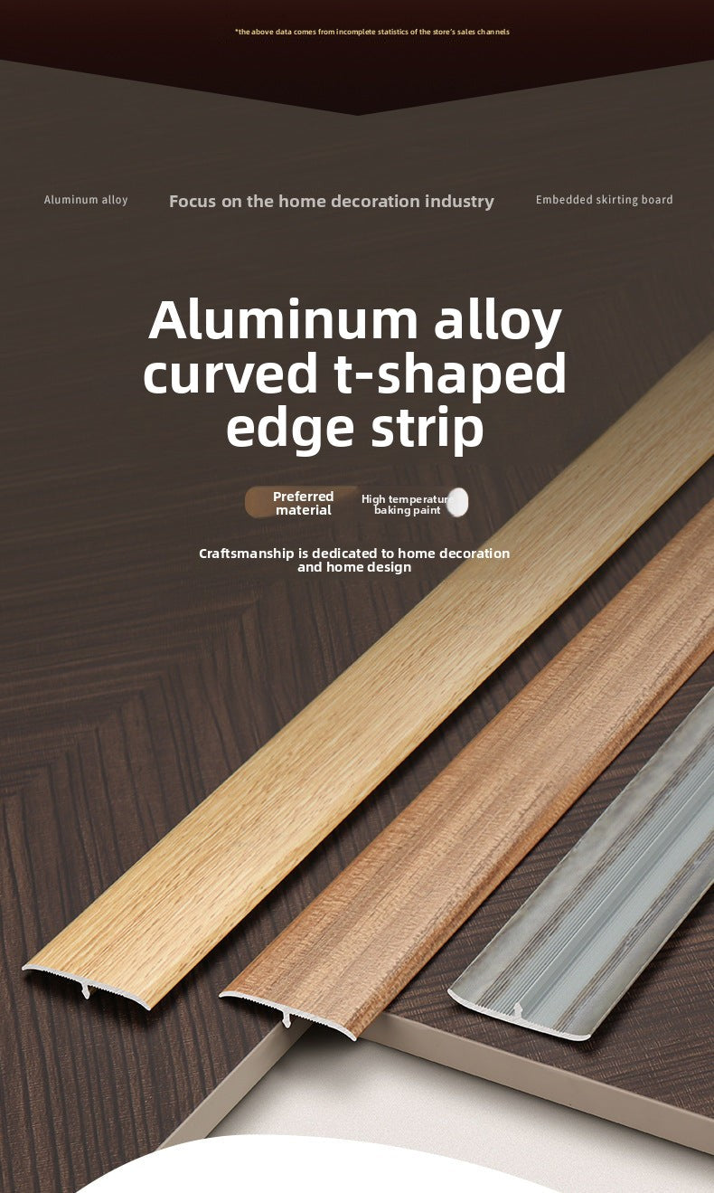 Aluminum alloy wood grain flooring trim edge strip t Door threshold edge trim strip, door seam trim strip, aluminum buckle strip