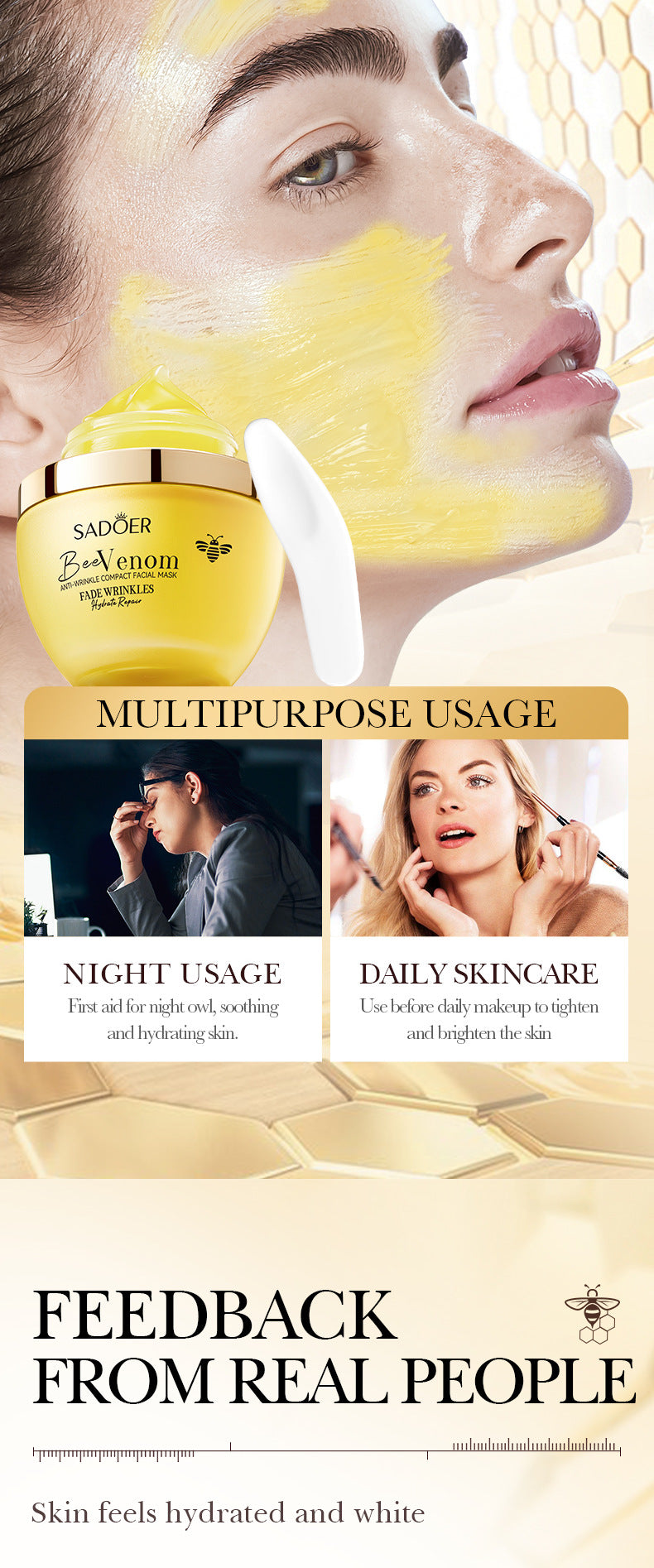 Bee Venom Firming Mask SADOER Anti-wrinkle moisturizing cream cross-border foreign trade wholesale
