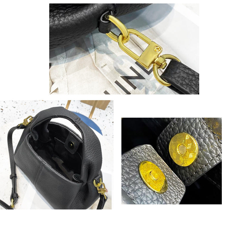 Unique Handbag2025New Handheld Cloud Genuine Leather Women's Bag Vintage Wrinkled Dumpling Bag Versatile Crossbody Bag