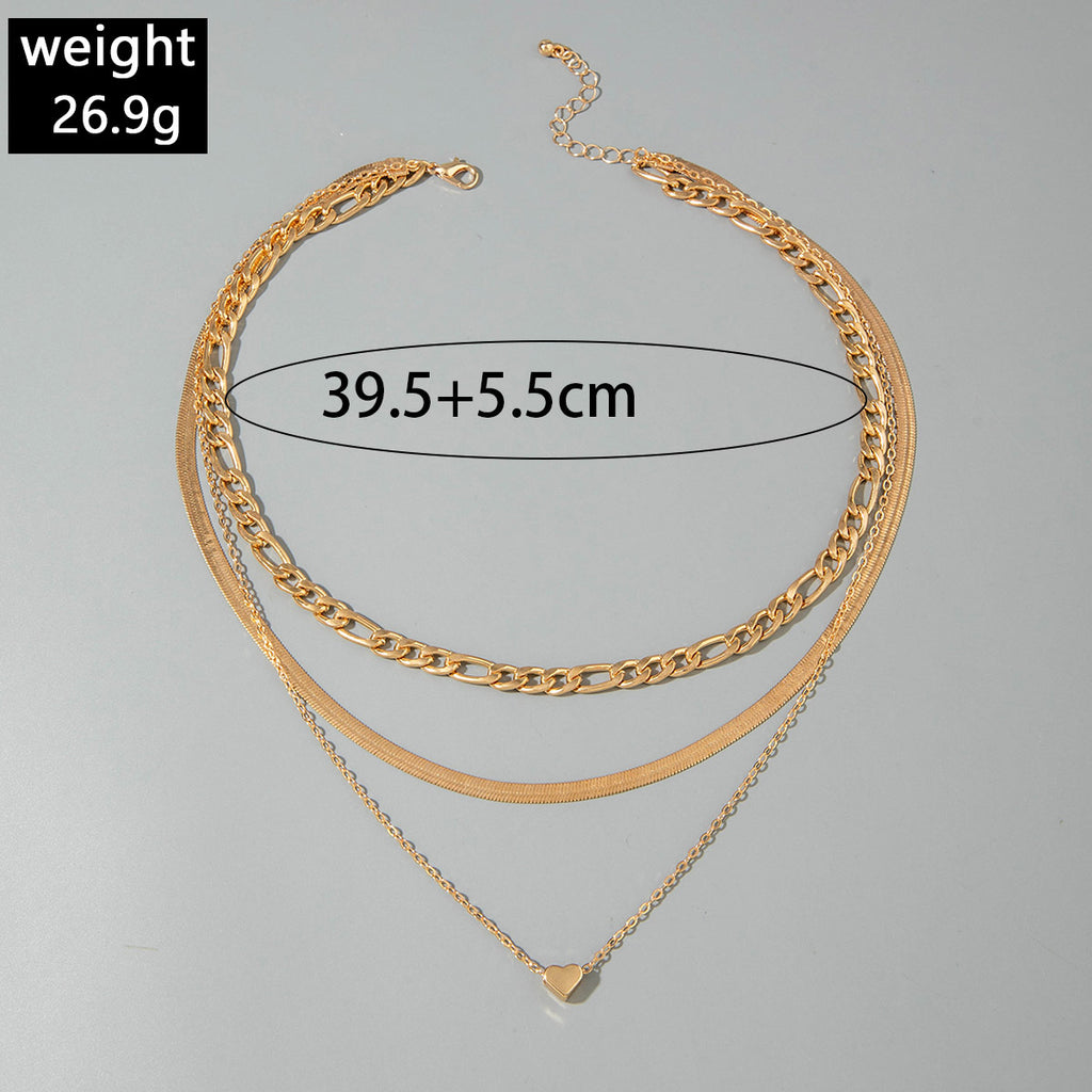 European and American Fashion Collarbone Chain Round Pendant Tassel Multi-layer Stacking Necklace Layered One-word Necklace3Set