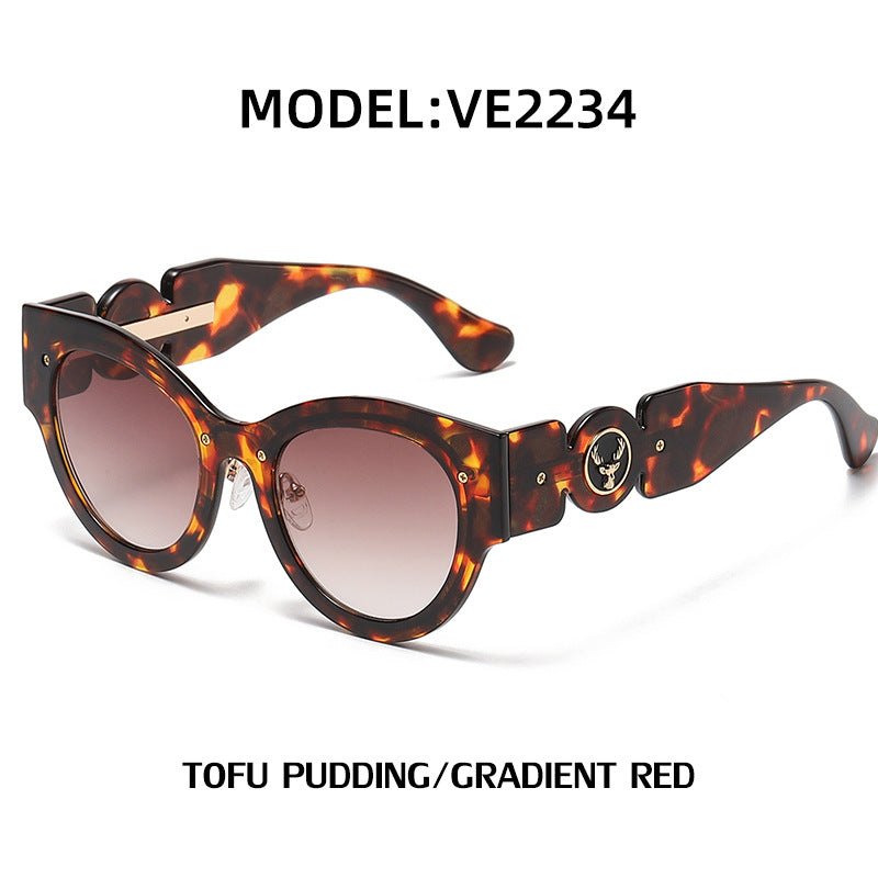 European and American Style Cat Eye Sunglasses for Women with High-end Feel ins Steampunk Frameless Sunglasses for Women Wholesale