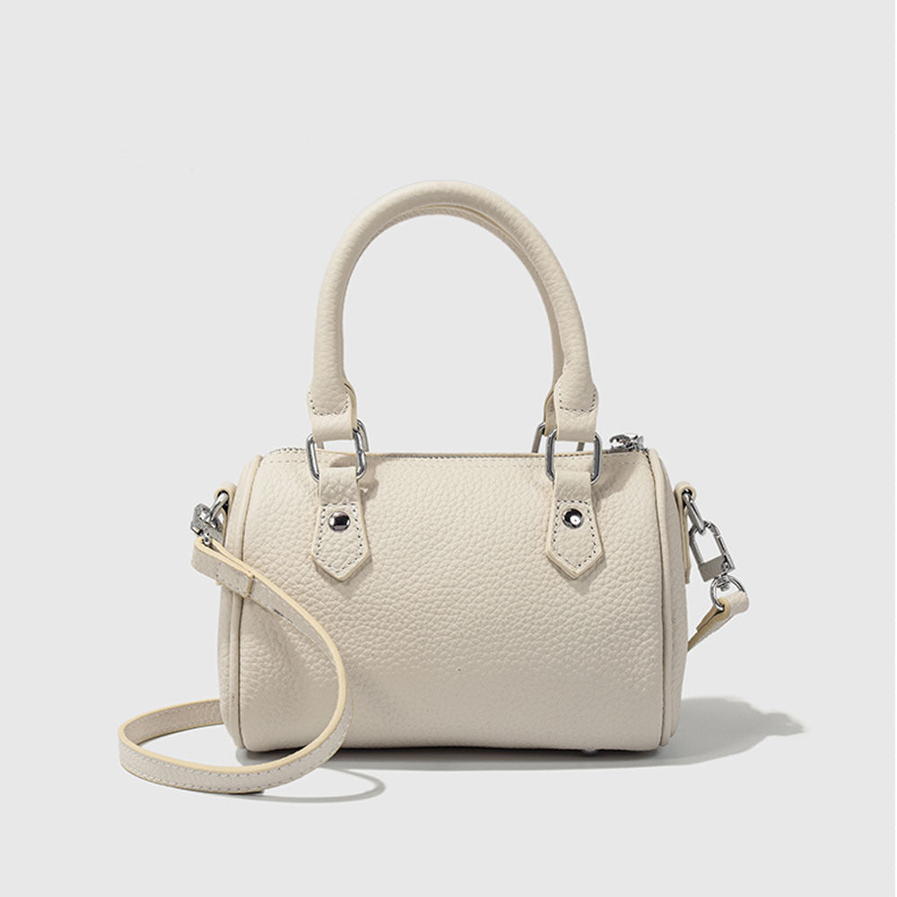 Guangzhou High-Quality Texture Genuine Leather Boston Pillow Bag for Women2024New first-layer cowhide handbag and crossbody bag