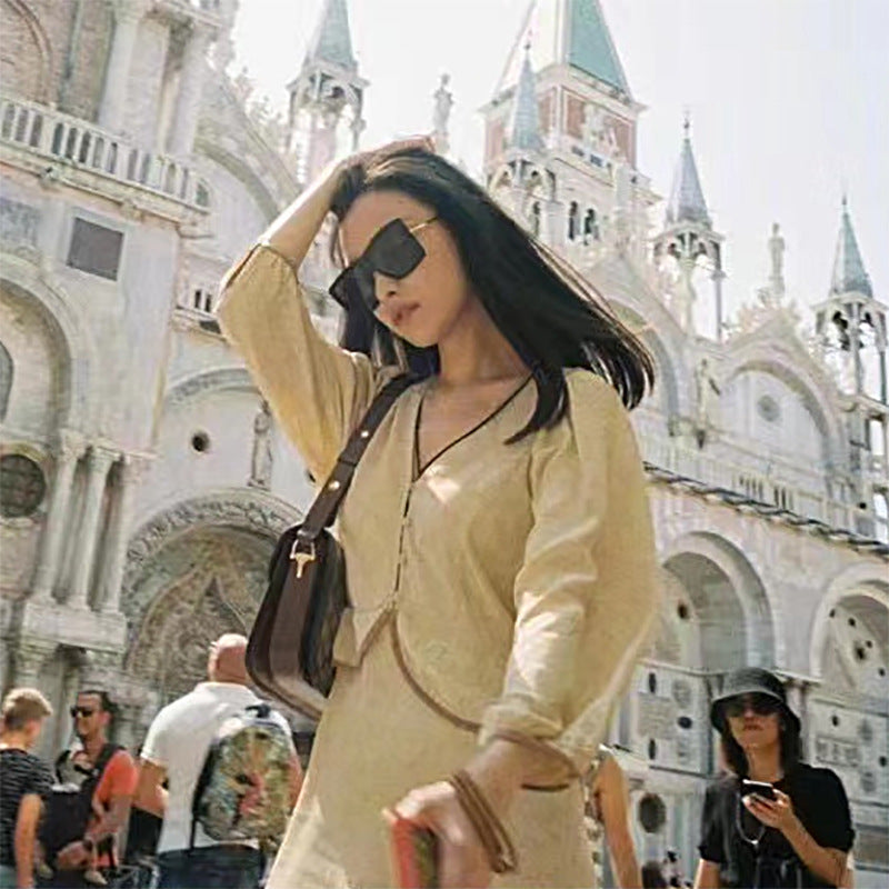 Vanishing Her Chen Mai Same Style Sunglasses for Women Trendy One-Piece Large Frame Polarized Driving Sunglasses for Women Sun Protection Glasses Wholesale