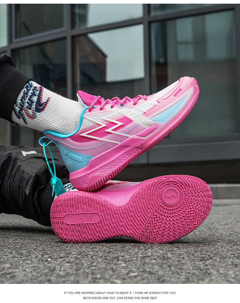 Men and Women Couple Shoes Korean Version Trendy Mesh Breathable Basketball Shoes Fashionable Night Glow Wear-resistant Shock-absorbing Rebound Sports Shoes