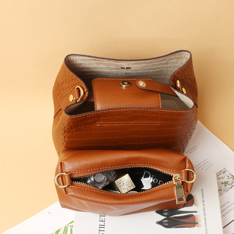 Spring and Autumn New Bucket Bag for Women, European and American Fashion Trend, Retro Personality Handbag, Single Shoulder Crossbody Bag for Ladies