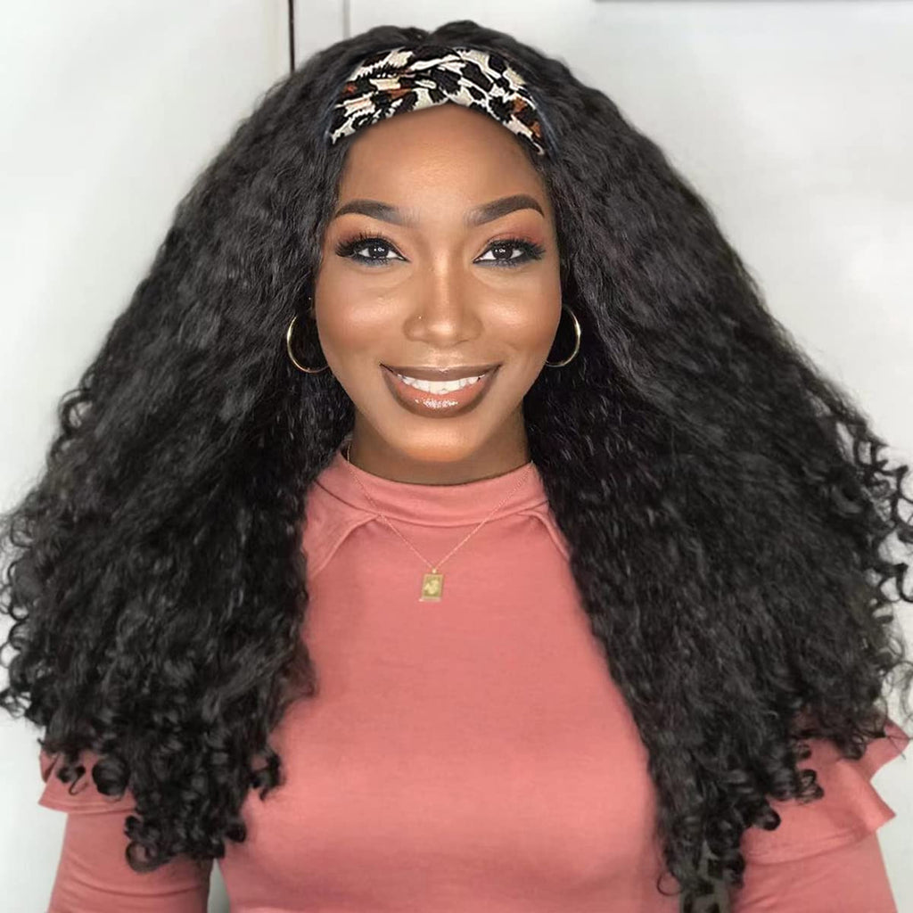 Nan Africa YAKI Straight Hair with Curly Ends Synthetic Wig V High-Temperature Fiber Wig with Hollow Top