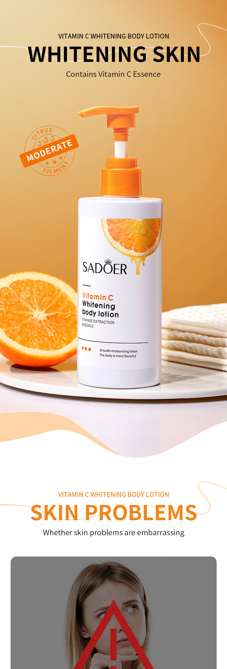 Full English VC Whitening Body Lotion SADOER Vitamin C Moisturizing and Hydrating Skin Care  Wholesale