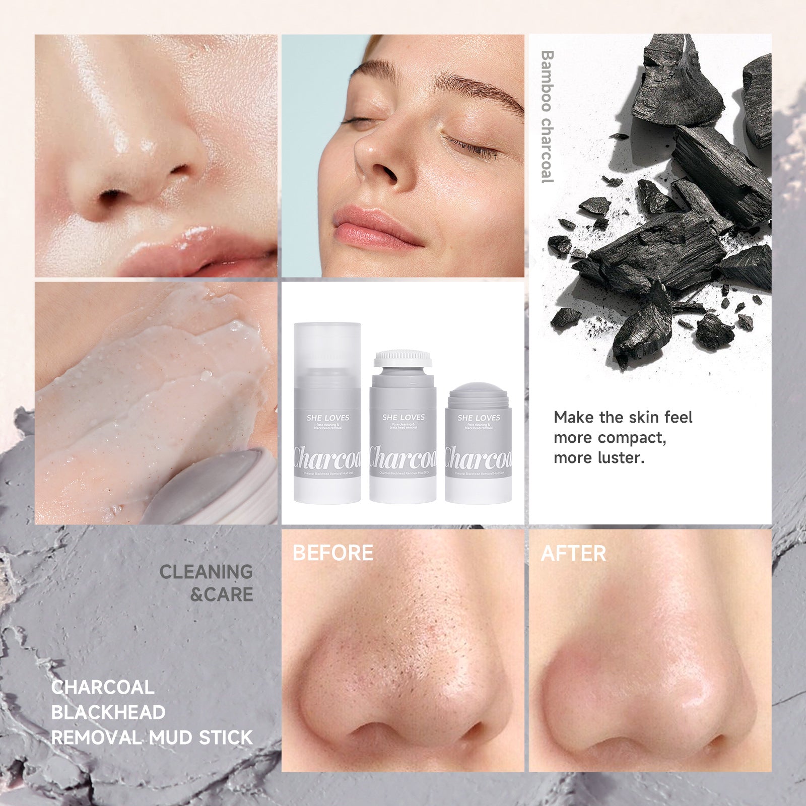Exclusive Supply sheloves Bamboo Carbon Solid Mask Moisturizing Cleansing Remove Blackheads Oily Skin Smear Mud Mask Stick