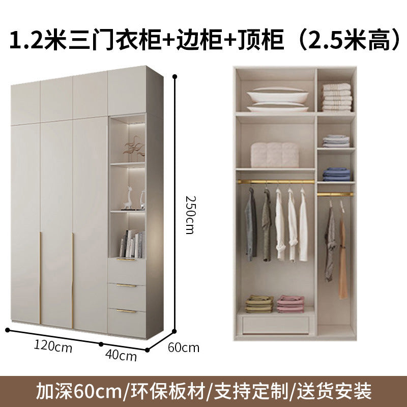 One-Door to Ceiling Heightened Solid Wood Wardrobe for Home Bedroom, Double Door Simple Assembly Cabinet, European Pine Board Storage Cabinet, Wardrobe