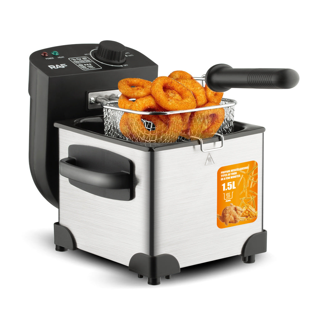 RAF Deep frying pan Household Electric Fryer Electric Fryer Commercial Fried Dough Sticks French Fries Machine Fried Chicken Deep Fryer 1.5L