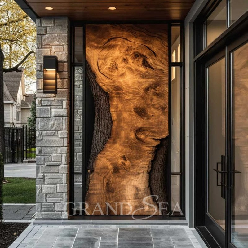 American Style Contemporary Solid Wood Entry Main Entrance Doors Front Doors for Houses Modern Exterior Main Pivot Door