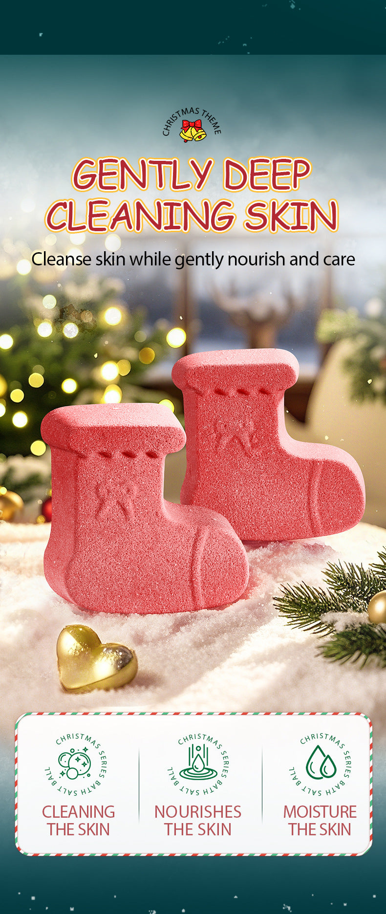 Cross-Border Christmas Stocking Bath Bombs SADOER Deep Cleansing Body Bath Bath Salts Export Manufacturer Wholesale