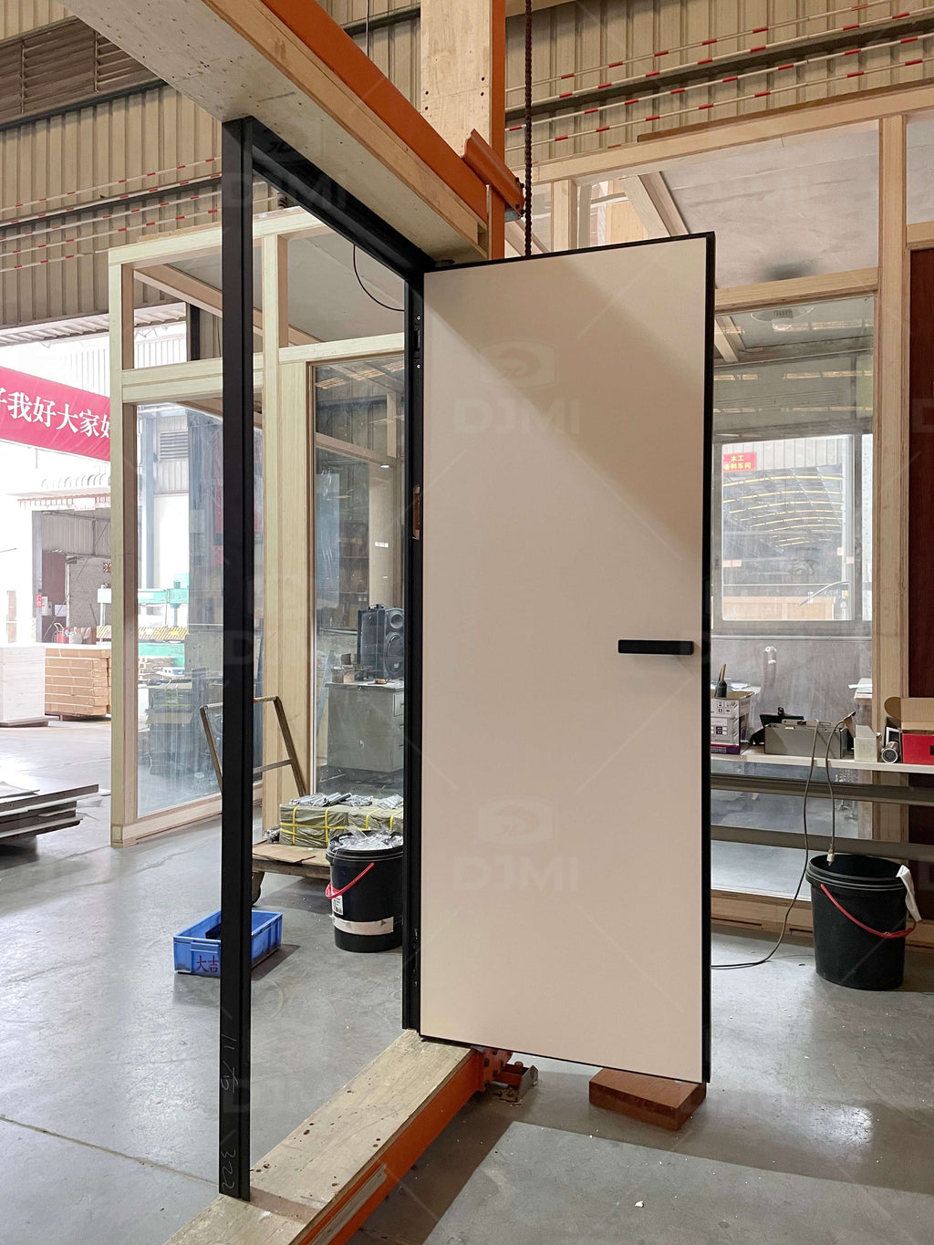 China Top Manufacturers Custom Aluminum Frame HPL/Melamine Surface Internal Hidden Wood Door with Silent Lock for House Interior