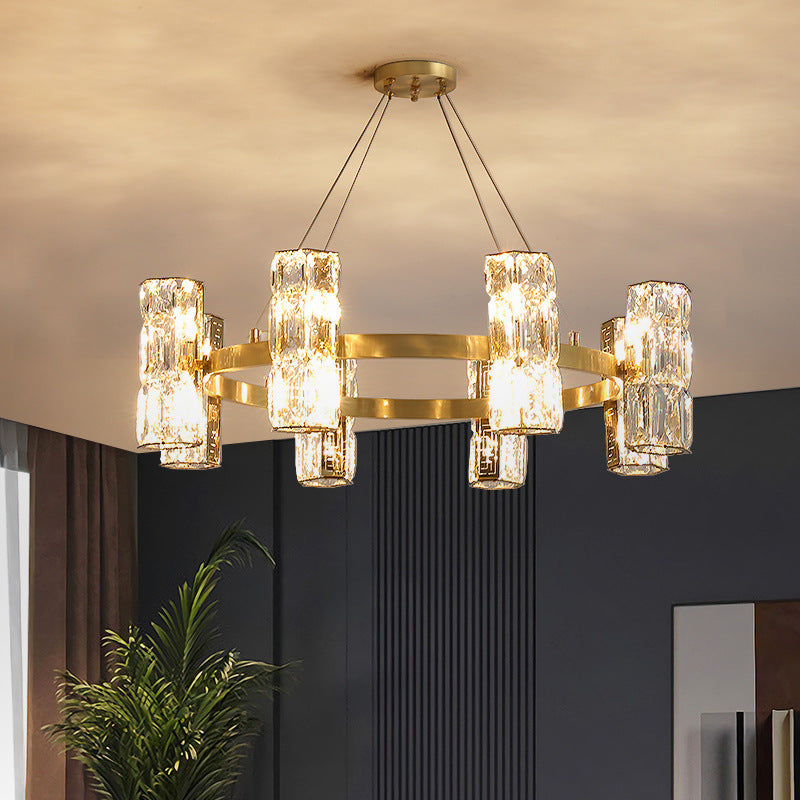 All-Copper Crystal Chandelier Post-Modern Minimalist Nordic Living Room Lamp Dining Room Chandelier Creative Bedroom Lamp Clothing Store Lighting