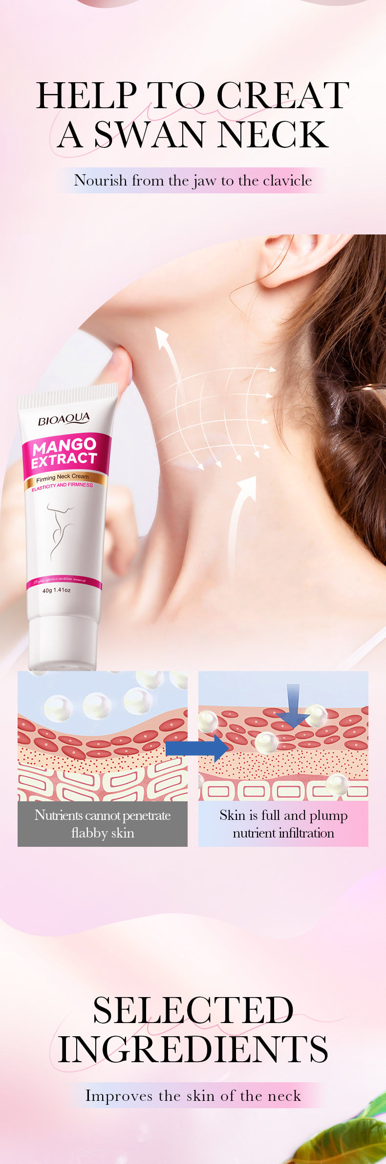 Mango Neck Cream BIOAOUA Firming, Hydrating, Skin-Refining, Fine Line Neck Cream for  Wholesale