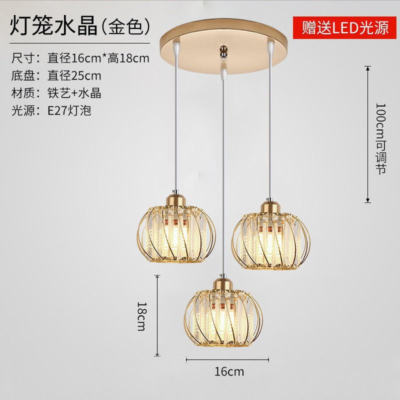 Export Simple Restaurant Crystal Pendant Light Single Head3Headboard Pendant Light Dining Table Bar Crystal Pendant Light Wholesale