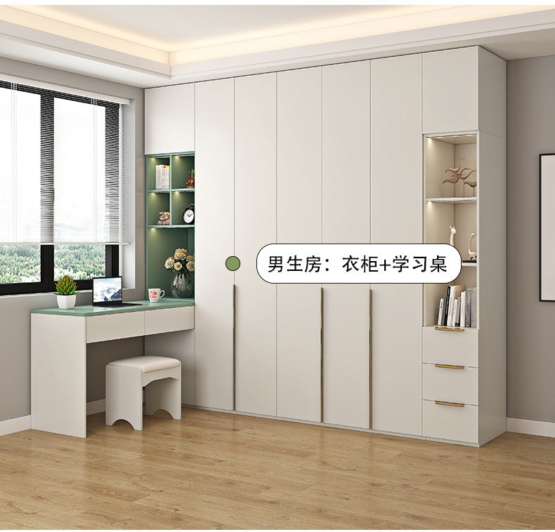 Solid Wood Multi-layer Board and European Pine Board Wardrobe Customization for Home Bedroom Cloakroom One Door to Ceiling Full House Custom Wardrobe