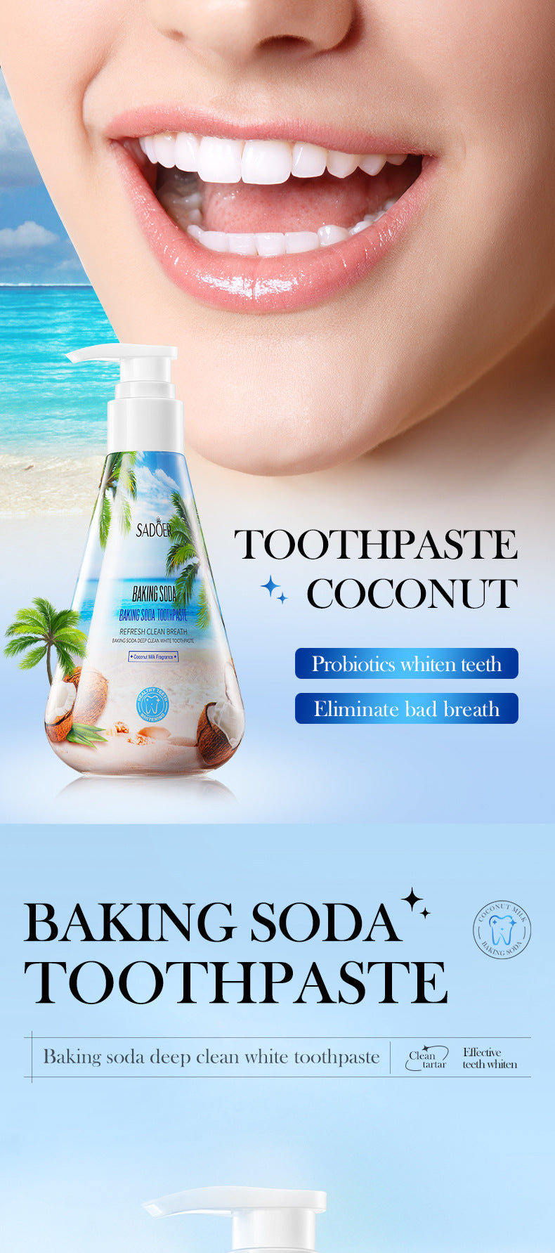 All English Toothpaste220gSADOER Niacinamide Probiotic Cleansing Stain Removal Oral Freshening  Wholesale