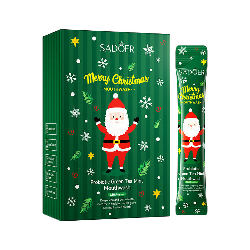 Full English Christmas Probiotic Mouthwash SADOER Green Lemon Mint Oral Cleanser  Wholesale