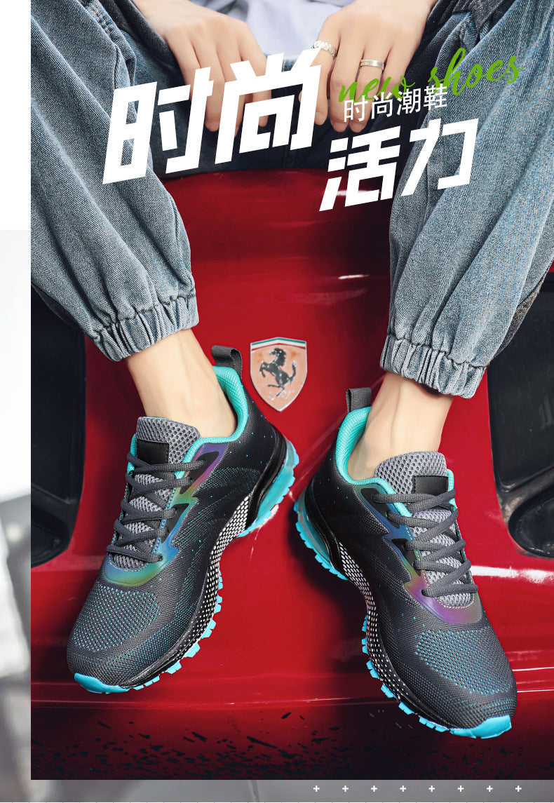 Men's Sports Casual Shoes Marathon Extra Large Size Cushion Shoes Flyknit Four Seasons Rubber Wear-resistant Non-slip Sports Shoes