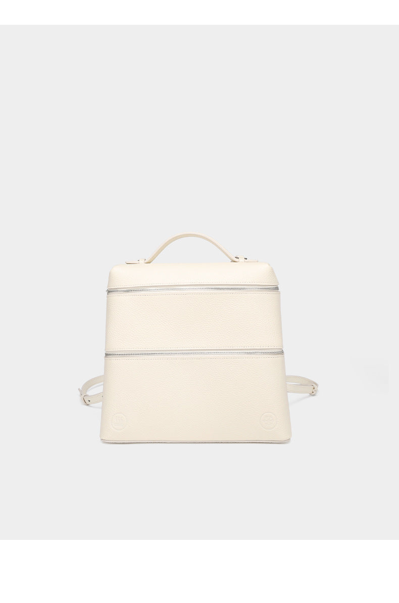 Korean Style Lunch Box Bag Insulated Bag ins Wind Backpack Women's Soft Leather Large Capacity High-end Simple College Style Backpack