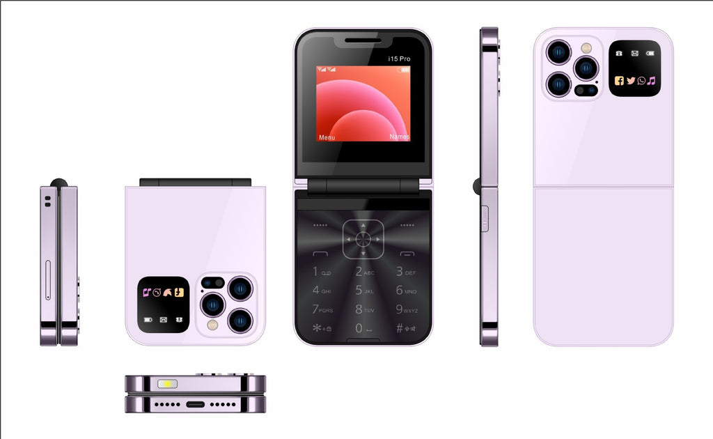 i15 pro Dual SIM Mobile Non-Smartphone Flip Phone with Buttons for Seniors2G Mobile Phone