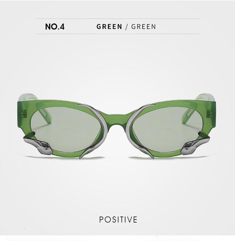 gm Same Style Women's Sunglasses Snake Small Frame Sunglasses High-End Steampunk Cat Eye Glasses shades