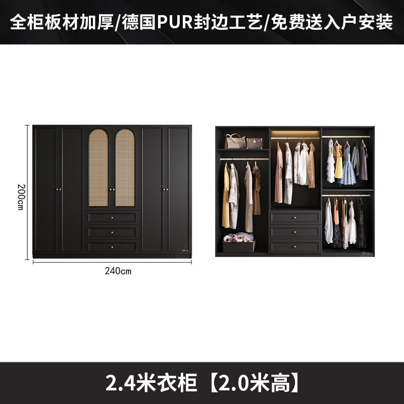 Vintage Style Wardrobe Black Cabinet Wardrobe for Home Bedroom Small Apartment Modern Simple Side Cabinet Top Cabinet Furniture Wardrobe