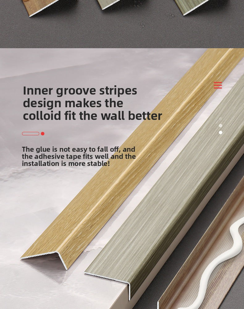 Aluminum alloy wood grain L Edge trim for wooden flooring at right angles7Decorative tile edge trim with embossed pattern for exterior corners