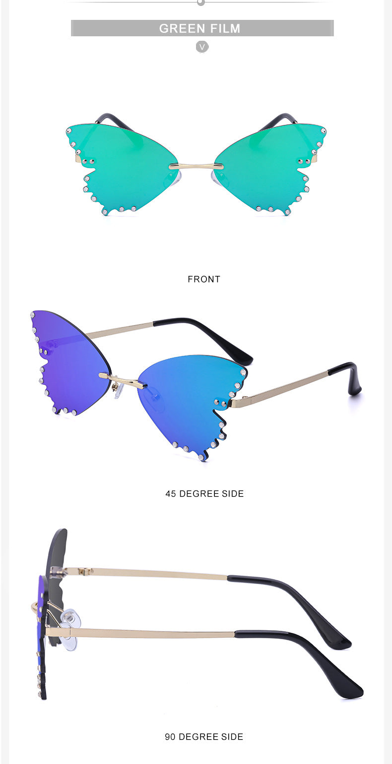 New Style Sunglasses for Women with Rhinestones Butterfly Sunglasses Trendy Personality Halloween Party Quirky Cool Glasses