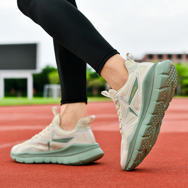 New Thick-Soled Racing Sports Shoes for Middle School Students, High Elastic Running Shoes for Men and Women, Breathable Flyknit Mesh Shoes for Couples