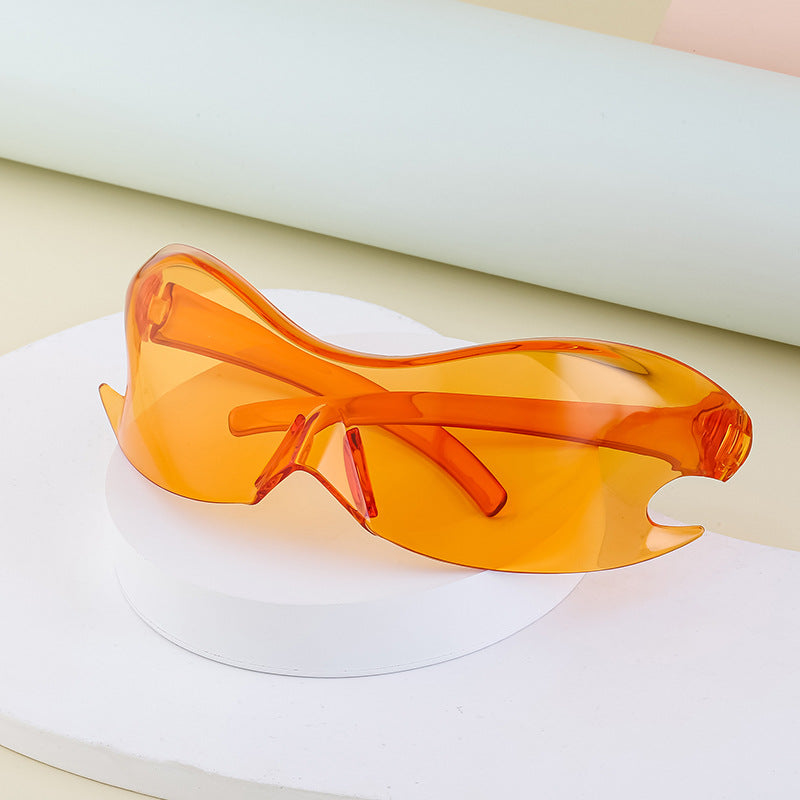 Europe and America Y2K Millennium Sports Windproof Colorful Sunglasses Men's Future Technology Style One-piece Sunglasses Women's Wholesale