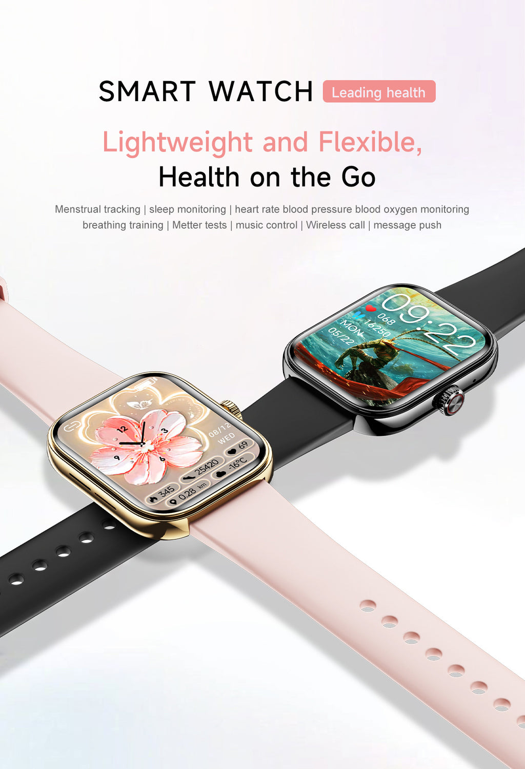 G46Women's Smart Watch Blood Pressure Blood Sugar Blood Oxygen Detection NFC Alipay Bluetooth Call Smart Bracelet